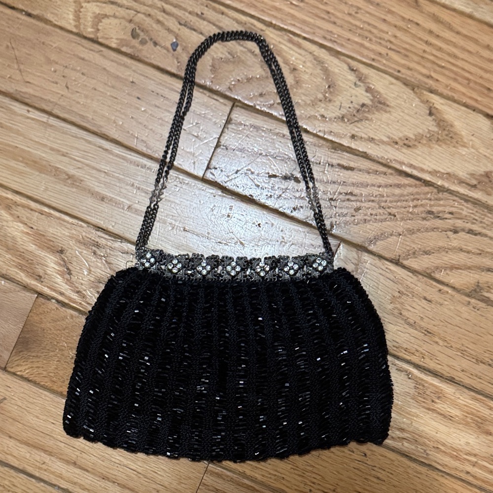 Elegant Black Beaded Evening Bag